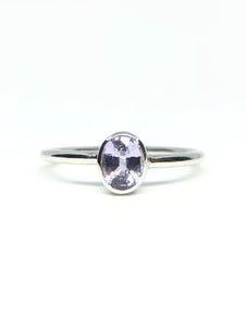 Oval Natural Lilac Sapphire Ring in White Gold