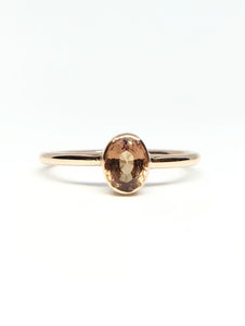 Oval Natural Orange Sapphire Ring in Rose Gold