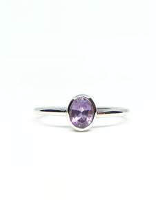 Oval Natural Purple Sapphire Ring in White Gold