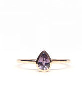 Load image into Gallery viewer, Pear Shaped Natural Dark Pink Sapphire Ring in Rose Gold