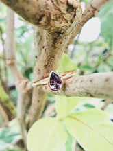 Load image into Gallery viewer, Pear Shaped Natural Dark Pink Sapphire Ring in Rose Gold