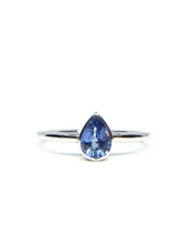 Load image into Gallery viewer, Pear Shaped Natural Electric Blue Sapphire Ring in White Gold