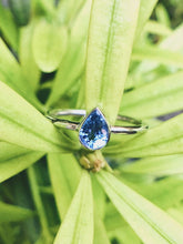 Load image into Gallery viewer, Pear Shaped Natural Electric Blue Sapphire Ring in White Gold