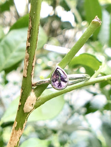 Pear Shaped Natural Grape Sapphire Ring in White Gold