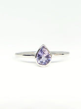 Load image into Gallery viewer, Pear Shaped Natural Light Bluish Purple Sapphire Ring in White Gold