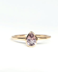 Pear Shaped Natural Pink Sapphire Ring in Rose Gold