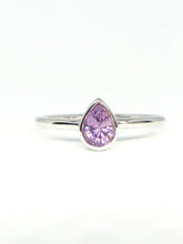 Load image into Gallery viewer, Pear Shaped Natural Purplish Pink Sapphire Ring in White Gold