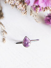 Load image into Gallery viewer, Pear Shaped Natural Purplish Pink Sapphire Ring in White Gold