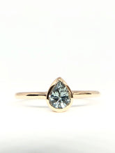 Load image into Gallery viewer, Pear Shaped Teal Blue Green Sapphire Ring Rose Gold