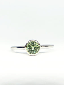 Round Natural Colour change Green Sapphire Ring in White Gold