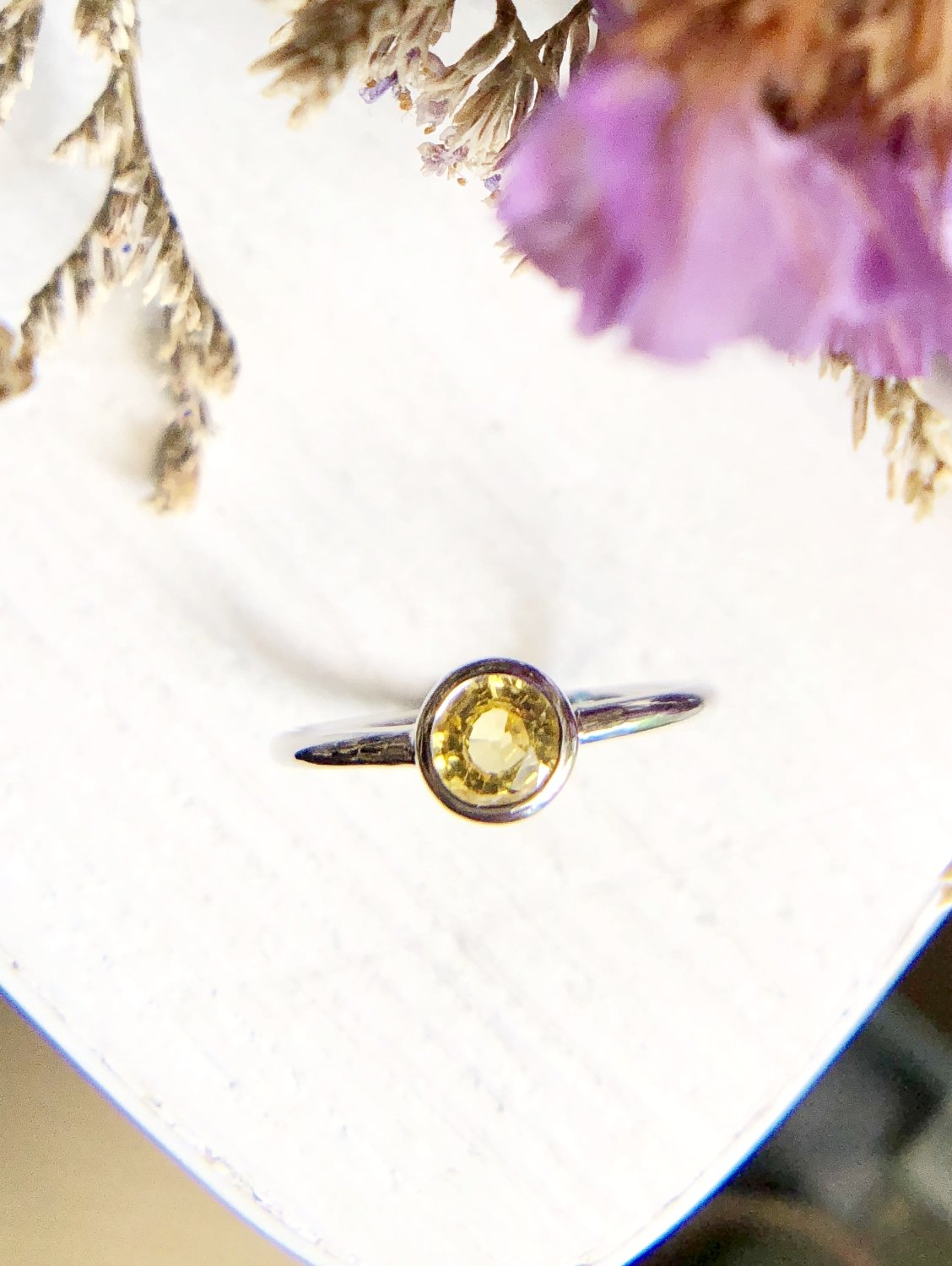 White gold yellow sapphire on sale ring