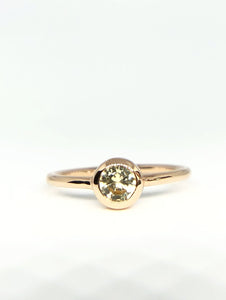 Round Natural Yellow Sapphire Ring in Rose Gold