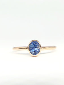 Oval Natural Blue Sapphire Ring in Rose Gold