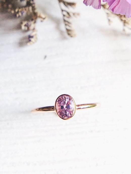 Oval Natural Lilac Sapphire Ring in Rose Gold