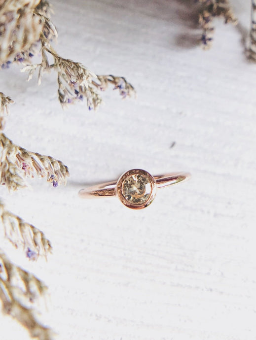 Round Natural Yellow Sapphire Ring in Rose Gold