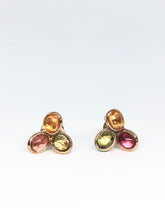 Load image into Gallery viewer, Cabochon Tourmaline flower earrings