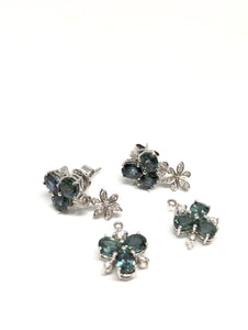 Natural Teal Blue Sapphire Earrings