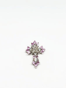 Natural Pink Sapphire Cross Pendant