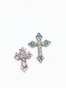 Natural Pink Sapphire Cross Pendant