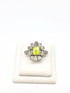 Vivid Green Yellow Diamond Ring