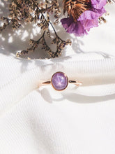 Load image into Gallery viewer, Oval Natural Dark Purple Star Sapphire Ring in Rose Gold