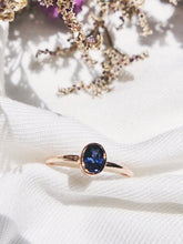 Load image into Gallery viewer, Oval Natural Dark Blue Sapphire Ring in Rose Gold