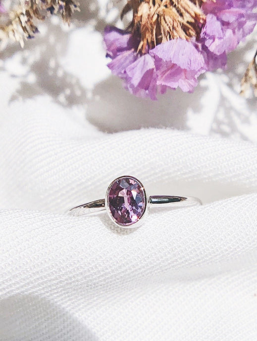 Oval Natural Purple Sapphire Ring in White Gold