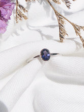 Load image into Gallery viewer, Oval Natural Dark Purple Sapphire Ring in White Gold