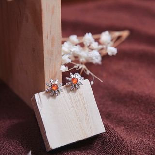 Icy Orange Jadeite Ear Studs