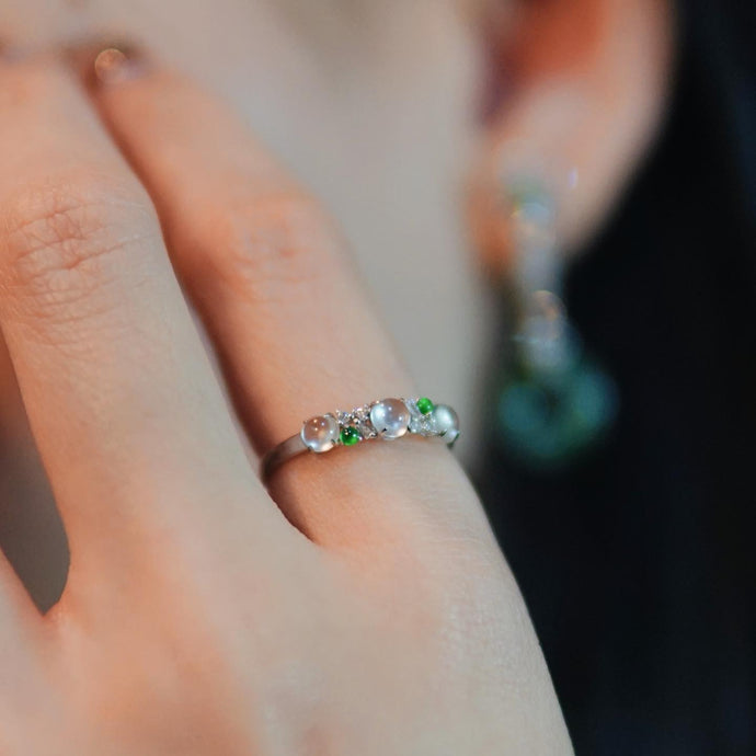 Petite icy jadeite ring