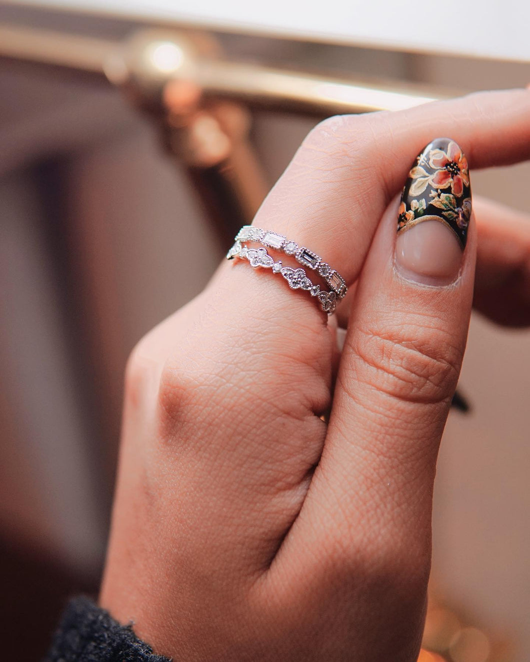 Two diamond stacked Rings